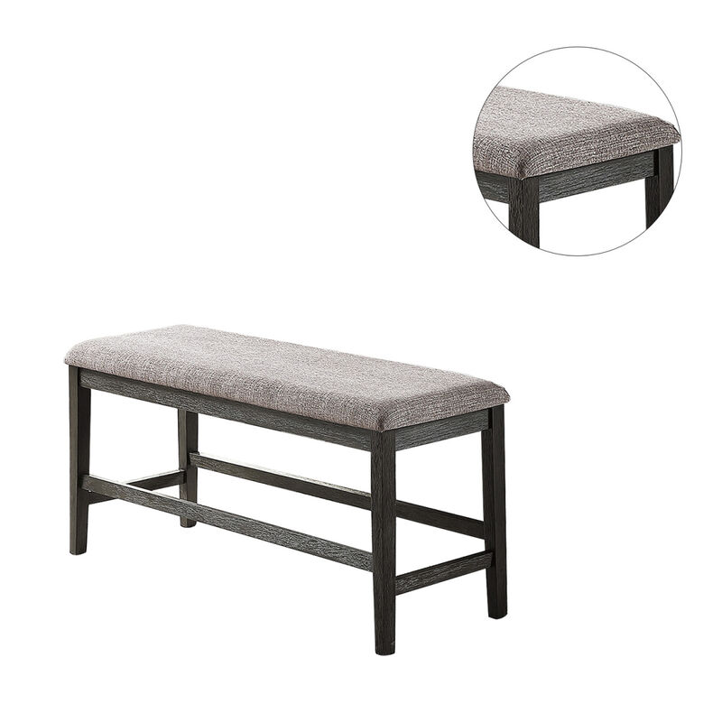 High Bench With Upholstered Cushion, Grey