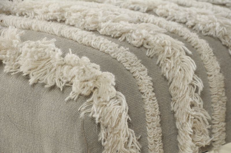 Atlas Shag Striped Wool Upholstered Accent Bench image number 6