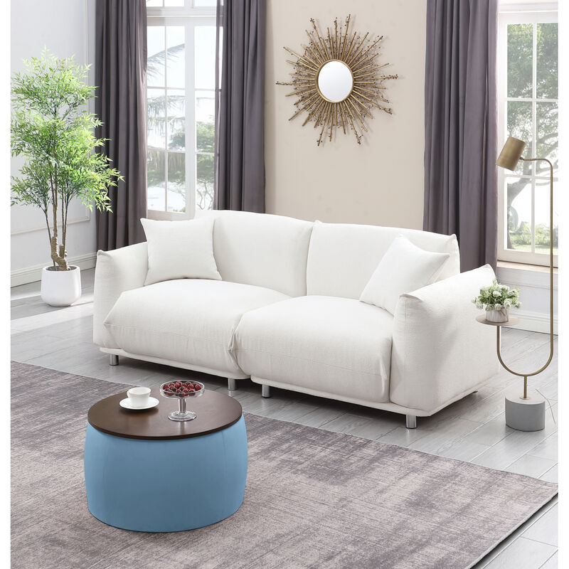 Streamdale Round Ottoman Set with Storage & Coffee Table - 2 in 1 Function