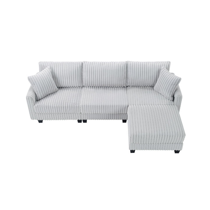 Dwedef L‑Shaped Corduroy Sectional Sofa