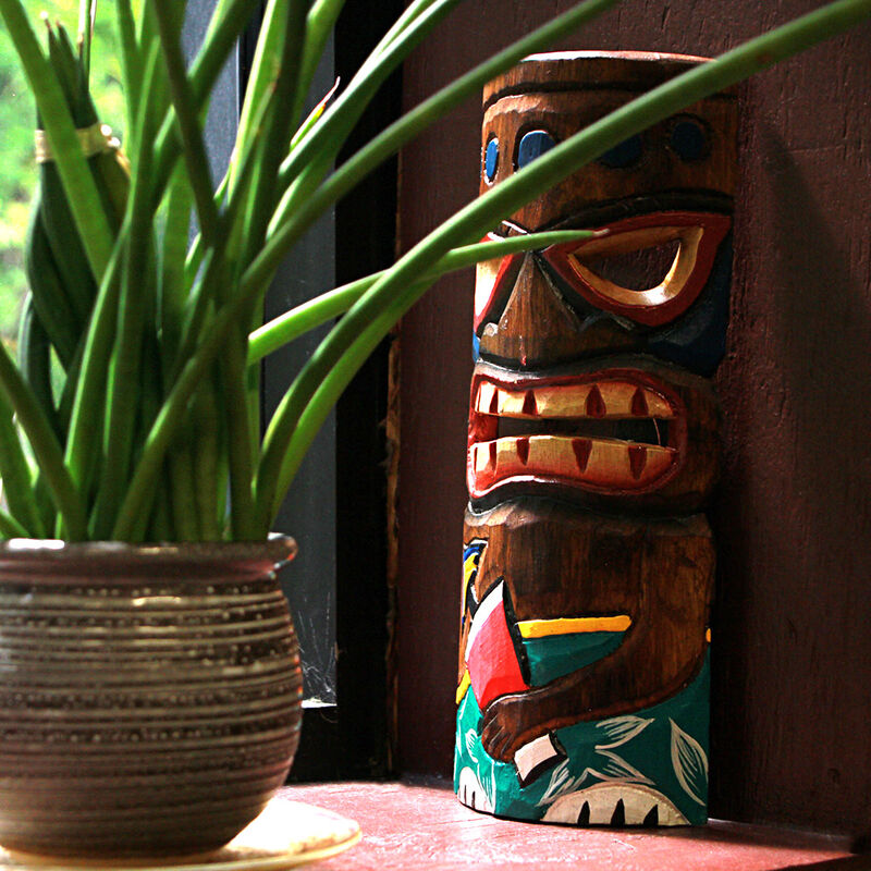 Set Of 5 Polynesian Style Wooden Tiki Masks 10 In image number 9