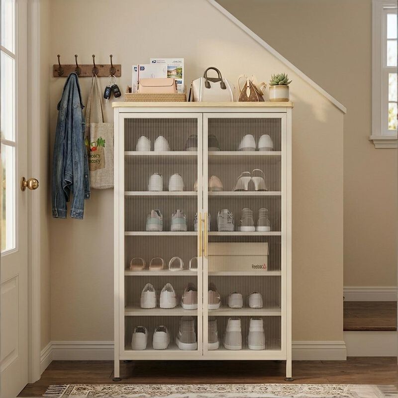 Sturdy Metal Shoe Rack, Adjustable Shelves, Heavy-Duty Storage Organizer Black. image number 1