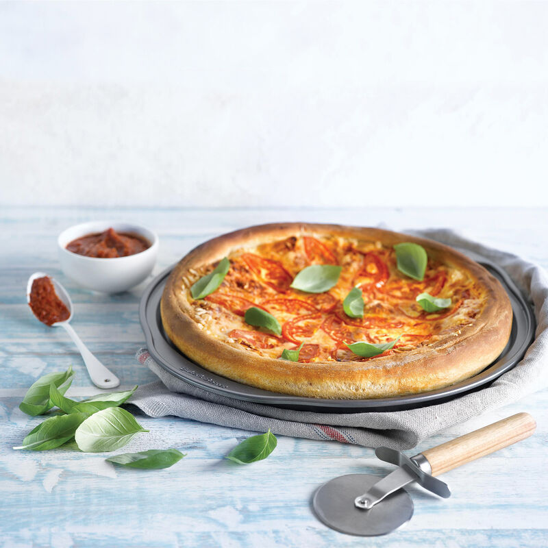 Baker's Secret 17" Pizza Pan, Non-Stick Coating & Thick Carbon Steel, Dark Gray, Pizza Essentials, Classic Line