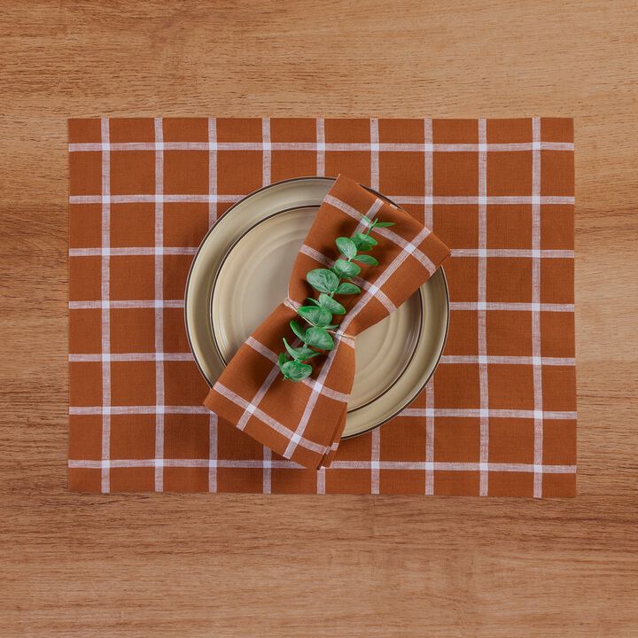 Linen Dinner Napkins - Windowpane