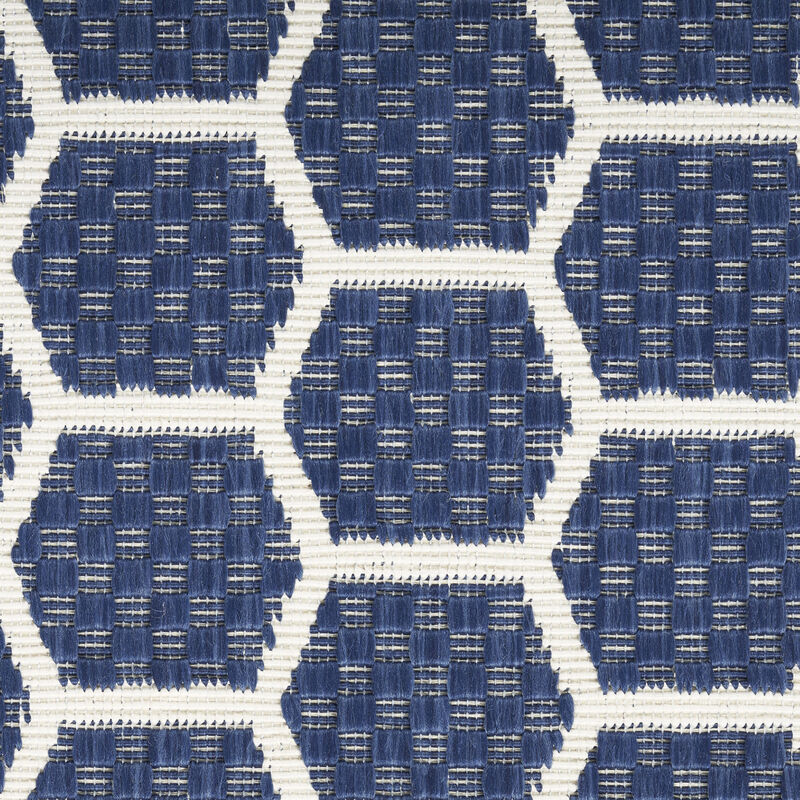 HomeRoots 10' Navy Blue And Ivory Geometric Indoor Outdoor Runner Rug image number 4