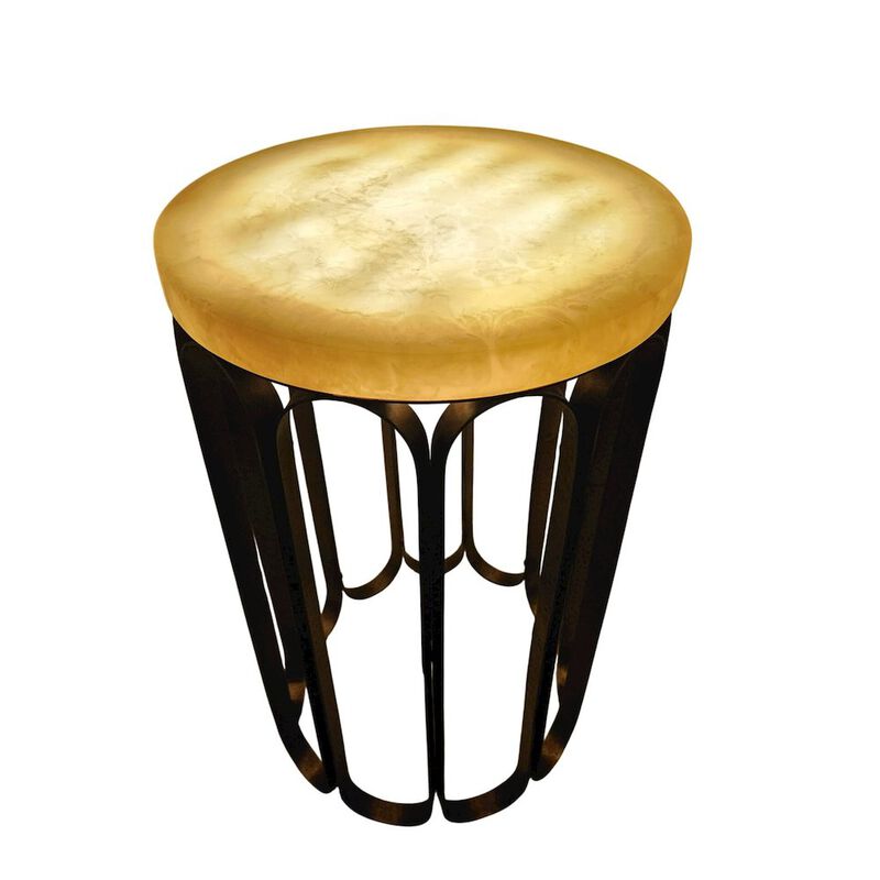 Carolina Chair & Table Luminous Glow Marble Top and Base Side Table - Antique Copper