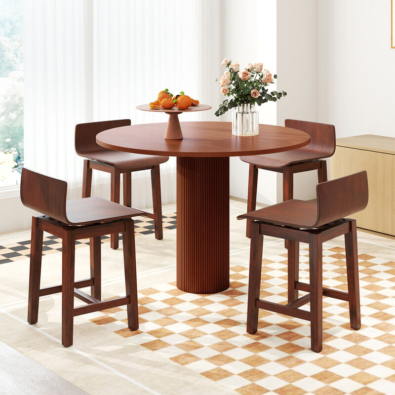 Set of 2 Swivel Kitchen Chairs &ndash; Low Backrest and Curved Upholstered Seat for Modern Interiors