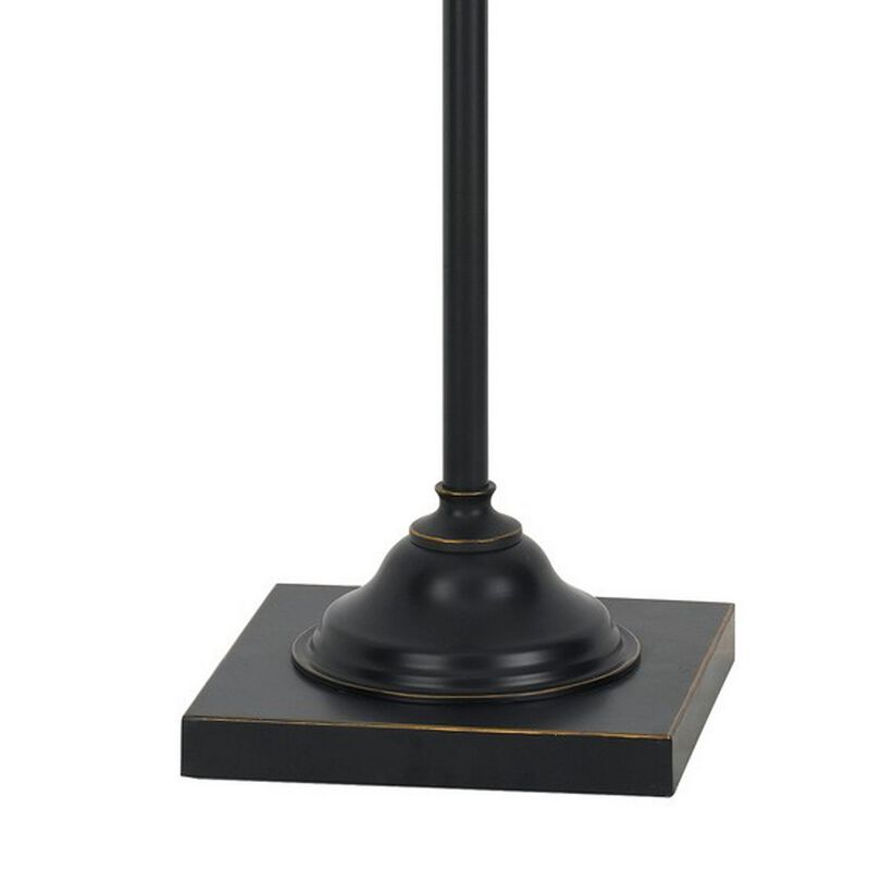 60 Inch Metal Downbridge Design Floor Lamp with Caged Shade, Dark Bronze - Benzara