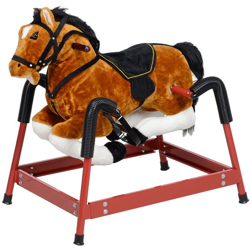 BreeBe Kids Plush Rocking Horse Ride-On with Sound Effects image number 0