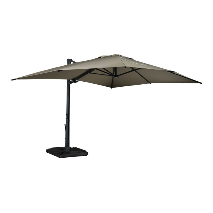 MONDAWE 13ft Square Solar LED Offset Cantilever Patio Umbrella for Outdoor Shade