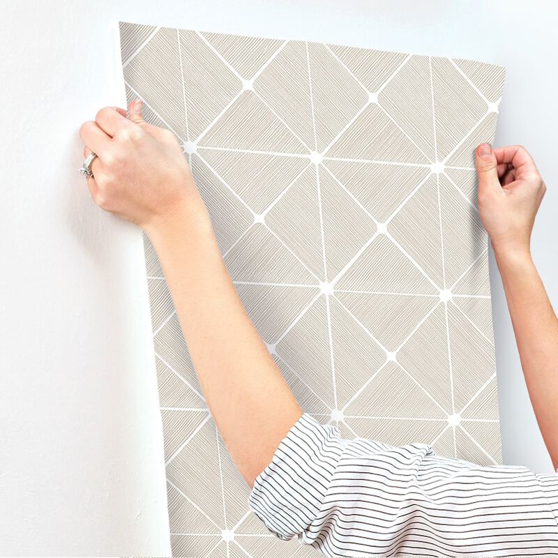 Double Diamonds Off White Peel & Stick Wallpaper (Double Roll) image number 7