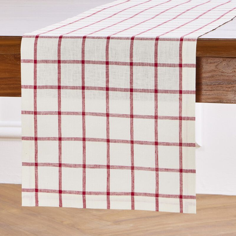 Solino Home 100% Pure Linen Table Runner - Windowpane