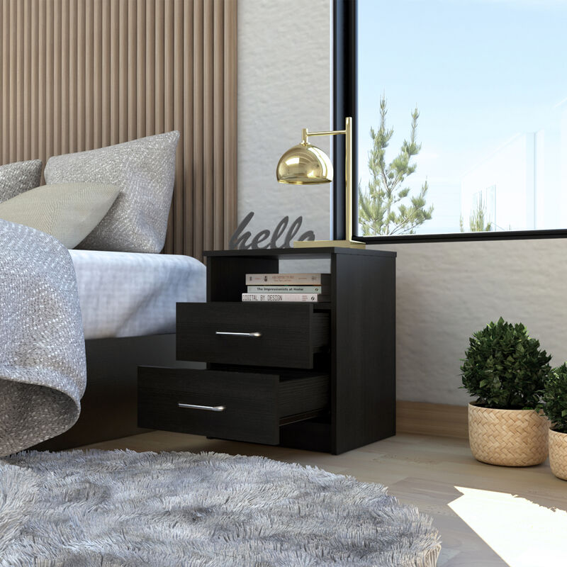 Streamdale Brookline 2-Drawer 1-Shelf Rectangle Nightstand Black Wengue