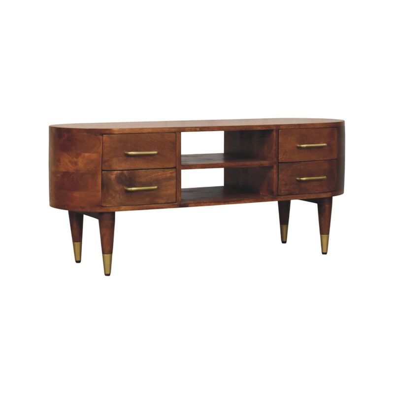 Artisan Furniture Solid Wood Valenza Curved Media Unit, Brown image number 2