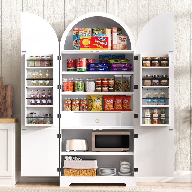 Merax Elegant Arched Fluted Storage Kitchen Cabinet image number 4