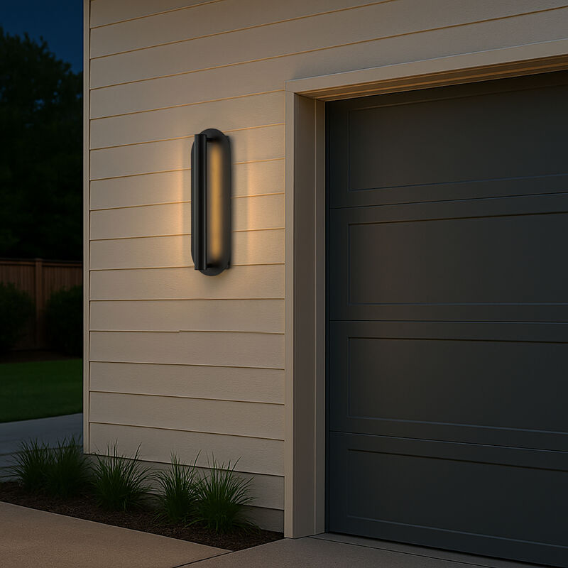 H19" Oval Matte Black 23W Integrated LED Wall Sconce with Acrylic Shade Modern Dusk to Dawn Outdoor Wall Light Waterproof Exterior Light Fixture for Porch Patio image number 3
