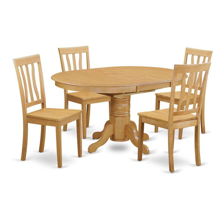 East West Furniture 5  Pc  Dining  room  set-Oval  dinette  Table  with  Leaf  and  4  Dining  Chairs
