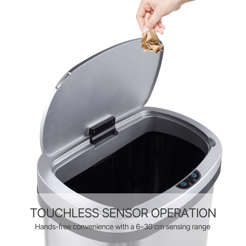 13 Gal./50 Liter Stainless Steel Oval Motion Sensor Trash Can for Kitchen image number 4
