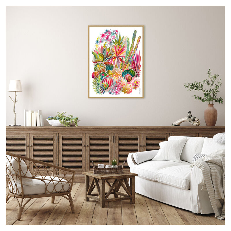 Flowering Succulent and Cacti Garden by Uta Krogmann Framed Canvas Wall Art