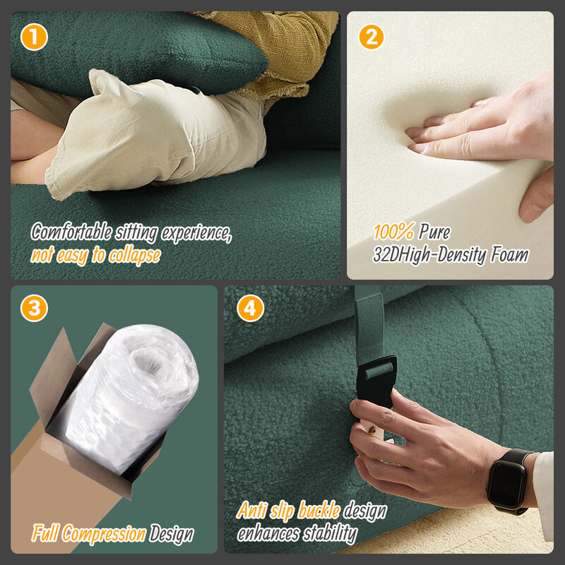 Merax Teddy Fabric Foam-Filled Sleeper Lazy Sofa Couch