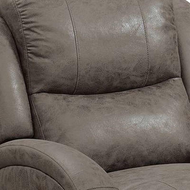 40 Inch Leatherette Power Recliner with USB Port, Brown-Benzara