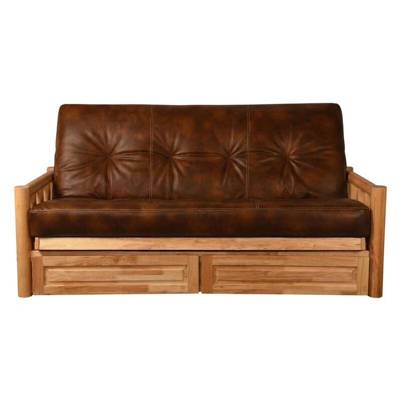Lodge Frame-Natural Finish-Oregon Trail Saddle Mattress-Storage Drawers image number 0