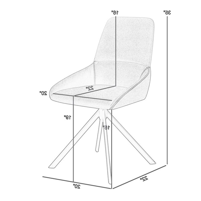 Rick 22 Inch Swivel Dining Chair, 2 Tone Gray Upholstery, Tall Back, Black  - Benzara