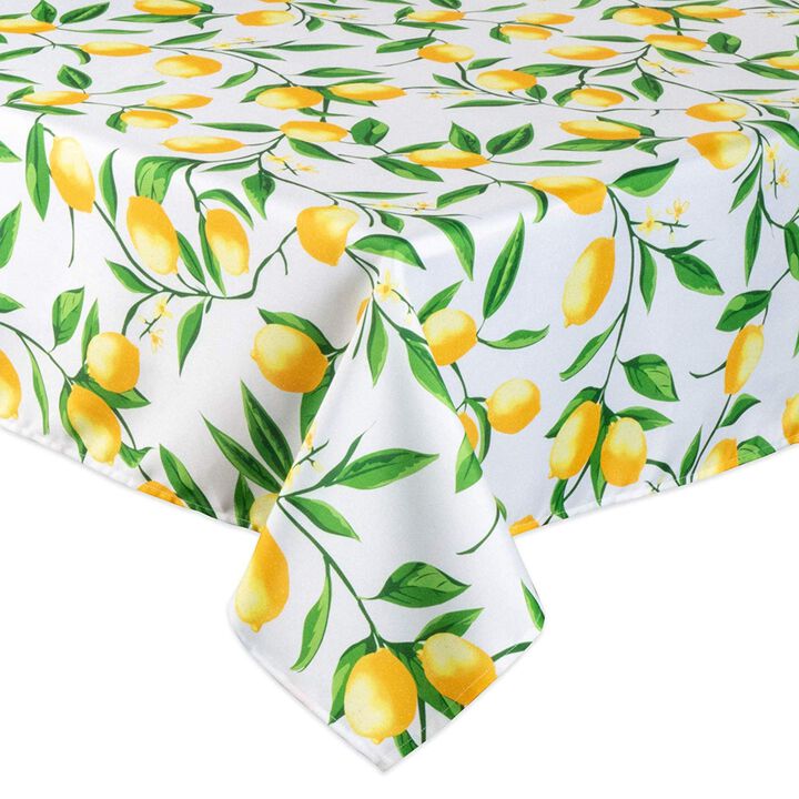 84" Daffodil Yellow and Green Lemon Bliss Printed Rectangular Tablecloth