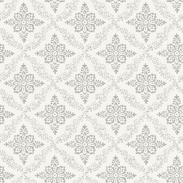 Wynonna Light Grey Geometric Floral Wallpaper (Set of 2)