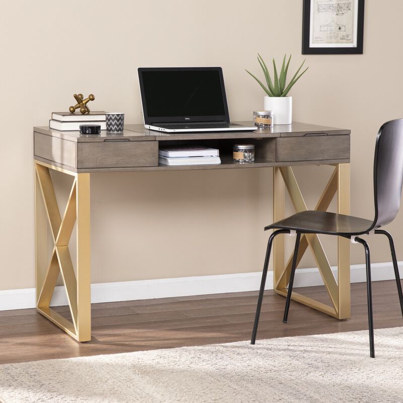 Modern Writing Desk Featuring Two Storage Drawers for Organized Workspace image number 6