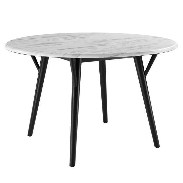 Modway - Gallant 50" Round Performance Artificial Marble Dining Table Black White