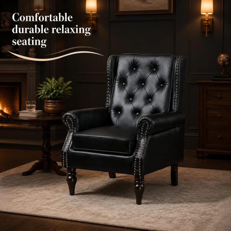 GOODSILO Modern Wood Frame Upholstered Armchair Comfortable Accent Lounge Chair for Living Room Bedroom Small Space Use image number 4