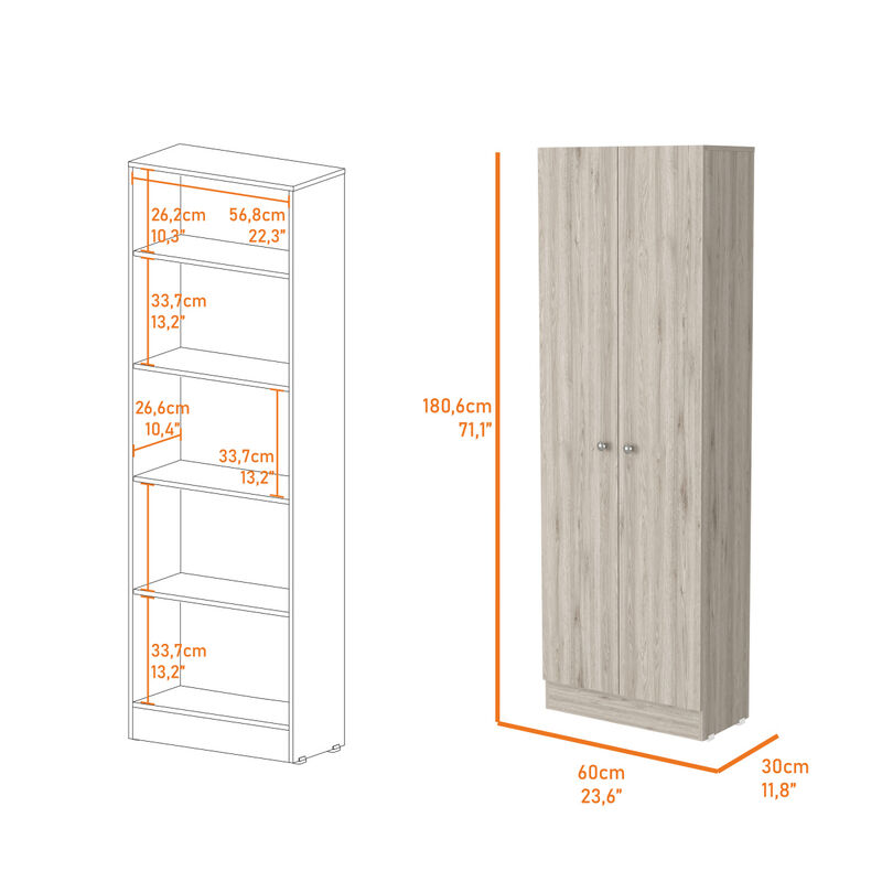 Buxton Rectangle 2-Door Storage Tall Cabinet Light Grey