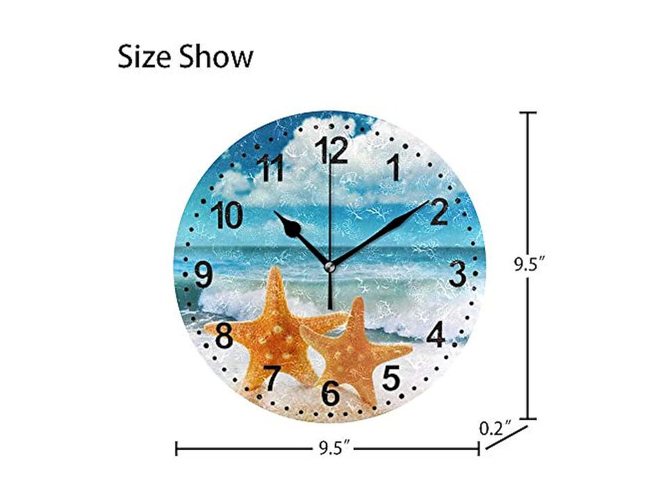 Starfish Wall Clock 5 Inch Silent Non Ticking Living Room Decor
