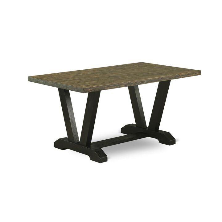 East West Furniture V-Style Modern Dining Rectangle Kitchen Table Top with Stylish Legs, 36x60 Inch