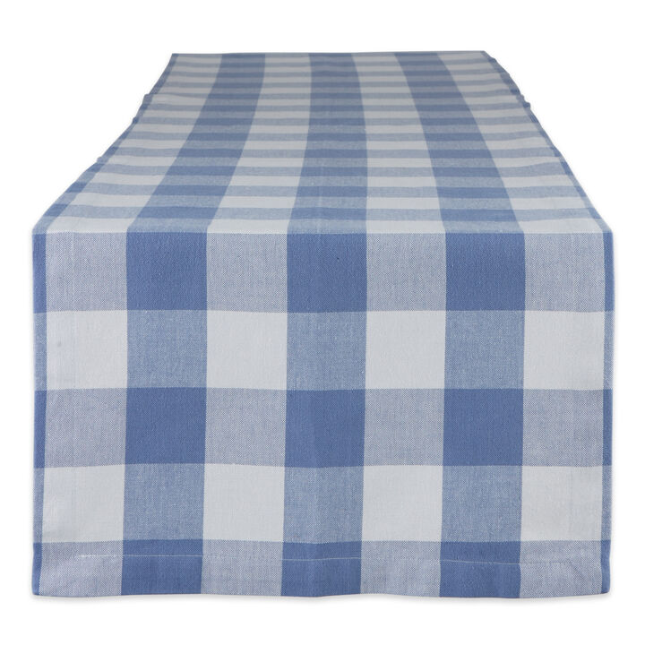 14" x 72" Stonewash Blue and White Rectangular Home Essentials Buffalo Checkered Table Runner