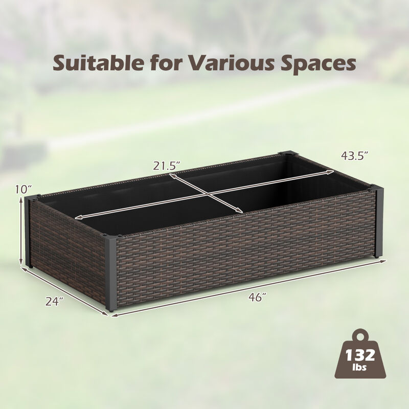 PE Rattan Raised Garden Bed with Open-Ended Base for Outdoor Plants image number 2