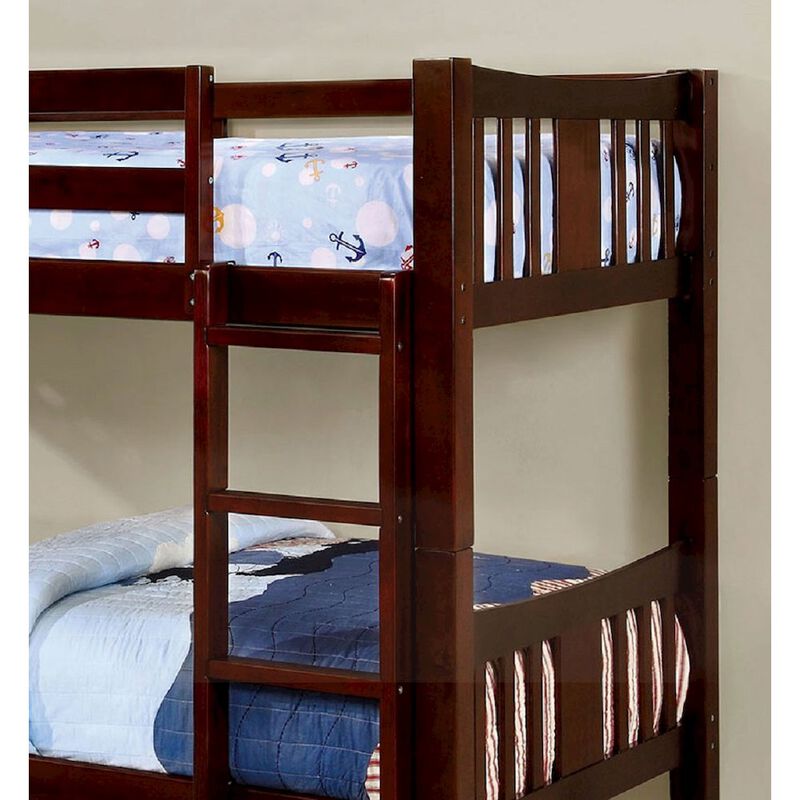 Wooden Full Over Full Bunk Bed in Dark Walnut image number 1