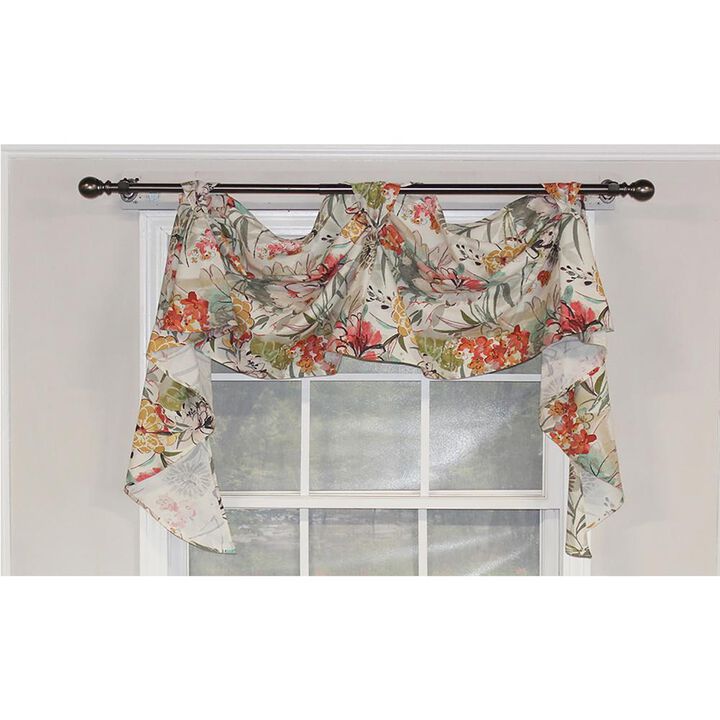 RLF Home Kira 2-Scoop Victory Swag Multi. 3 Tabs 54"W X 26"L For windows up to 48"W