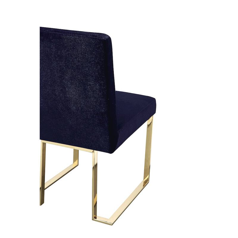 Pangea Home Gold Dexter Side Chair Velvet Navy (Set Of 2)