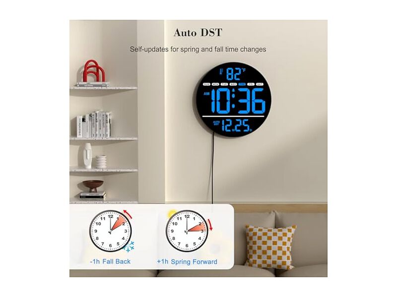 Digital LED Display Electric Temperature Wall Clock Living Room Decor image number 3