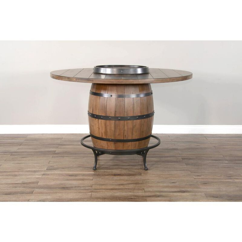 Sunny Designs Round Pub Table with Wine Barrel Base