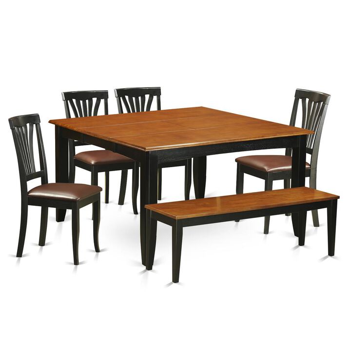 6-PC Dining room set with bench-Kitchen Tables and 4 Wooden Dining Chairs Plus bench
