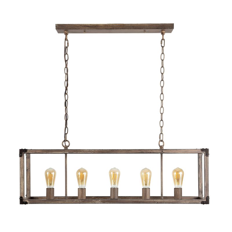 Magnolia 5-Light Linear Adjustable Iron Rustic Farmhouse LED Pendant