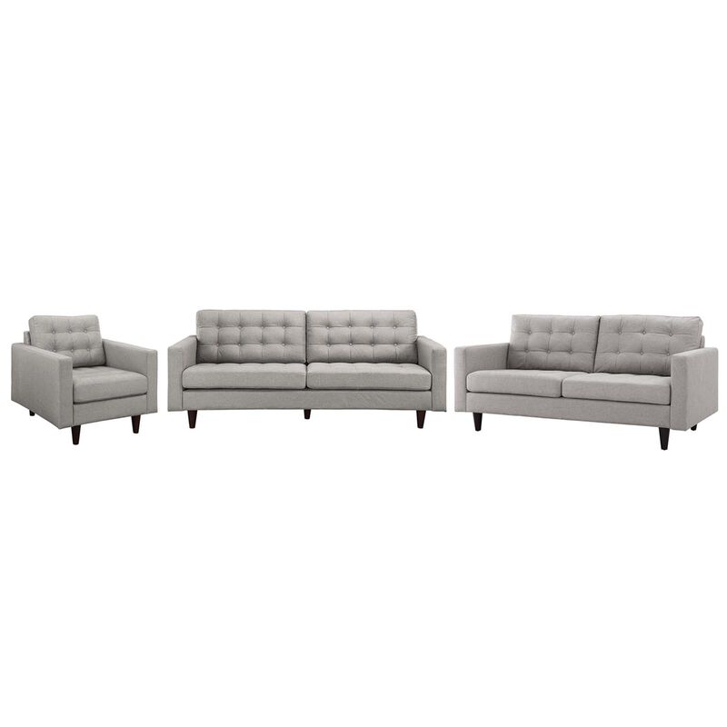 Empress Sofa, Loveseat and Armchair Set of 3 Gray image number 1
