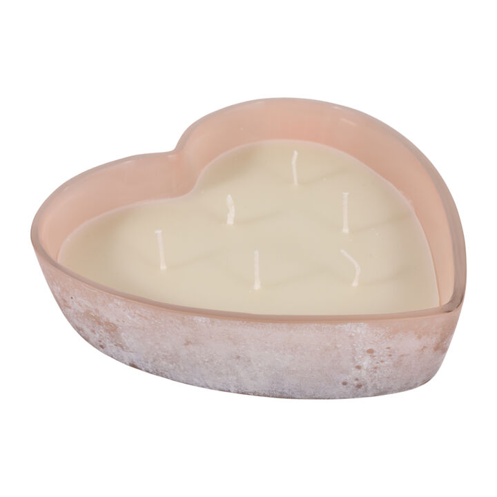 9" 25 Oz Jasmine Heart Shaped Soda Glass Candle, B
