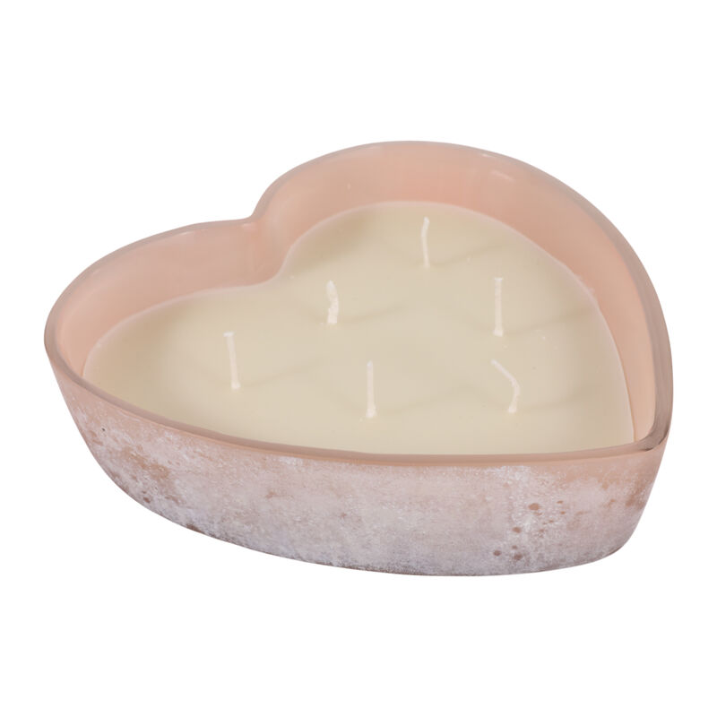 9" 25 Oz Jasmine Heart Shaped Soda Glass Candle, B image number 1