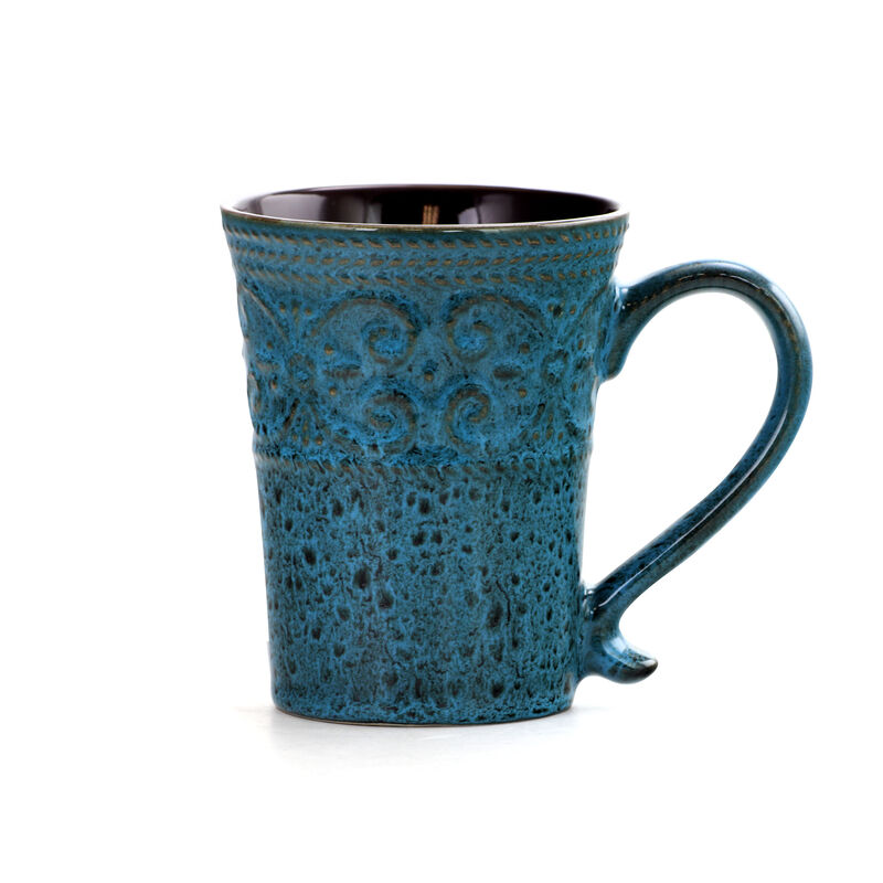 Elama Lavish Blue 16 Piece Dinnerware set with Complete Setting for 4