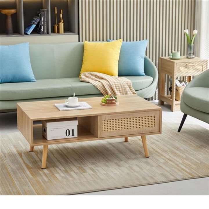 Coffee Table with Sliding Door Modern Storage Solution for a Stylish and Organized Living Room