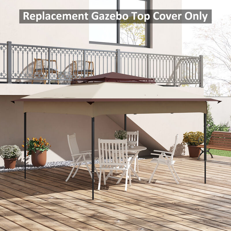 Outsunny 11' x 11' Pop up Canopy Top Replacement Cover, 2-Tier Canopy Cover, 30+ UV Protection, Beige, TOP COVER ONLY